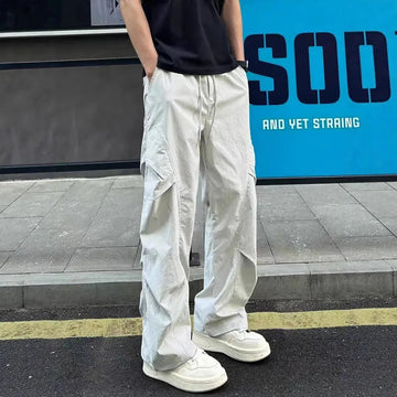 AIDASE  -  New 2025 Pleated Trendy Straight-leg Casual Pants for Men in Summer Thin Loose Outdoor Workwear Quick-drying Trousers aidase-shop